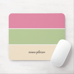 Cute Summer Stripes & Script Name Mouse Pad
