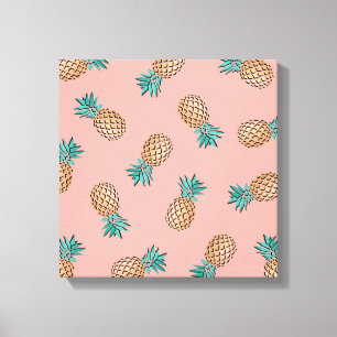 cute summer tropical faux gold pineapple pattern canvas print