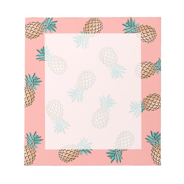 cute summer tropical faux gold pineapple pattern notepad (Front)