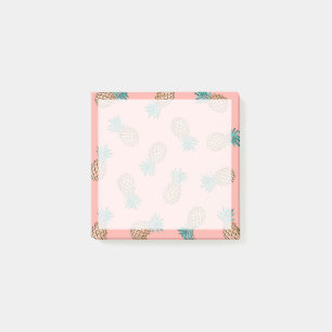 cute summer tropical faux gold pineapple pattern post-it notes