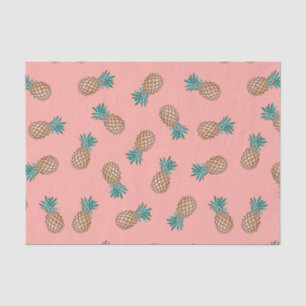 cute summer tropical faux gold pineapple pattern tissue paper