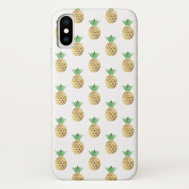 Cute Summer Tropical Gold Foil Pineapple Pattern Case-Mate iPhone Case (Back)