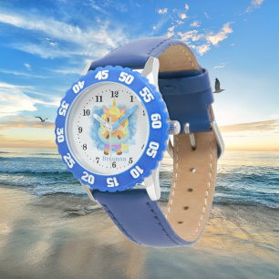 cute Summer unicorn add name girls kid Watch