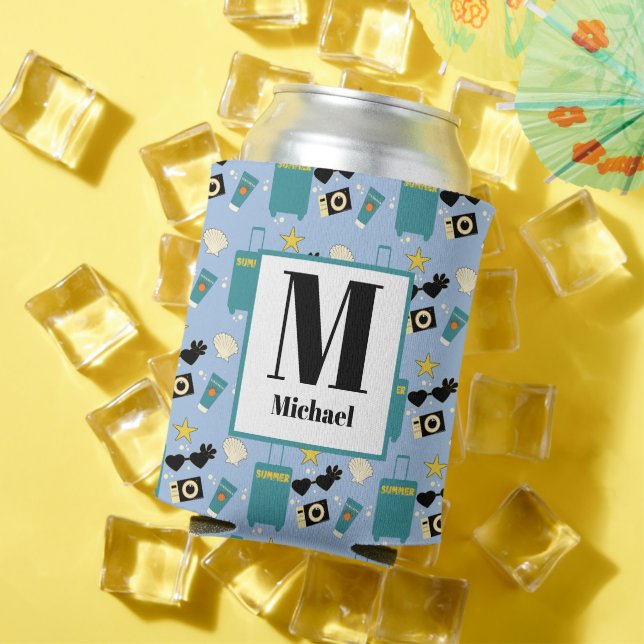 Cute Summer Vacation Elements Can Cooler (In Situ Summer)