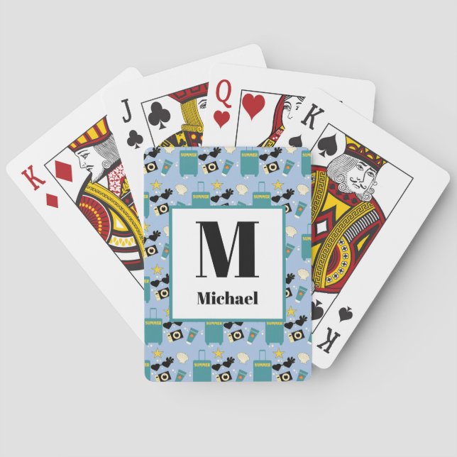 Cute Summer Vacation Elements Playing Cards (Back)