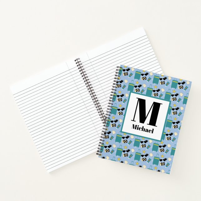 Cute Summer Vacation Elements Spiral Notebook (Inside)