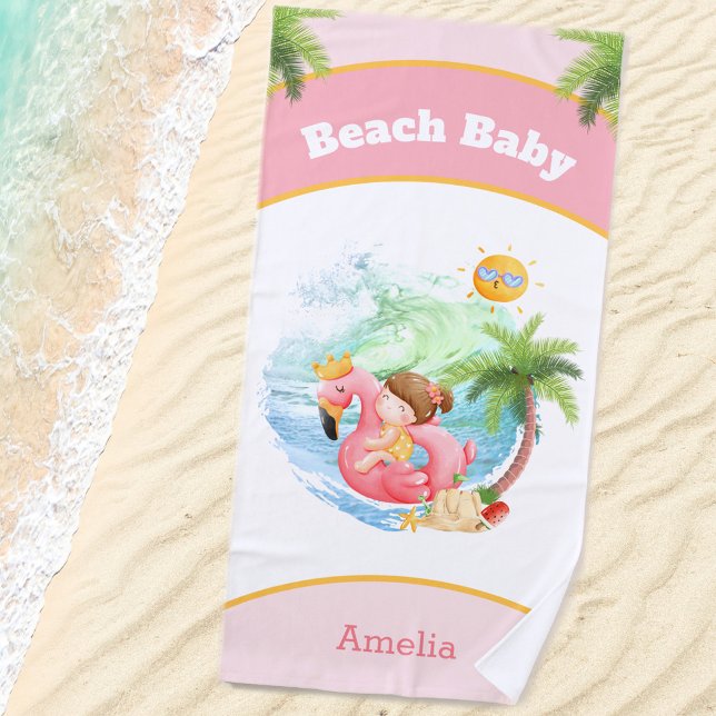 Cute Summer Vacation Name Beach Girl Beach Towel (Creator Uploaded)