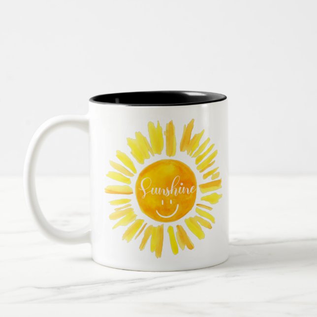 Cute summer Vacay Mode sunshine Two-Tone Coffee Mug (Left)