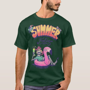 Cute Summer Vibes E Boy E Girl Skeleton Flamingo I T-Shirt
