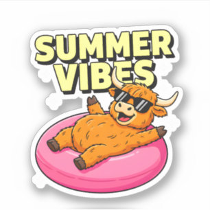 Cute Summer Vibes Highland Cow Sunglasses