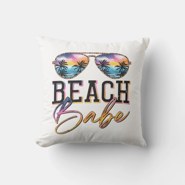 Cute Summer Vibes Sunglasses Babe Beach House Cushion (Front)