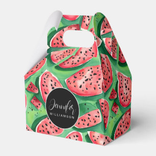 Cute Summer Watercolor Red Watermelon Pattern Favour Box