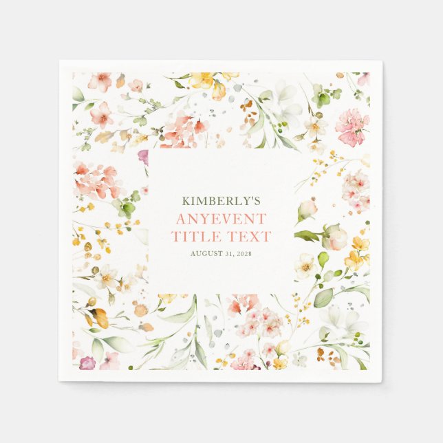 Cute Summer Wildflowers Any Event Napkin (Front)
