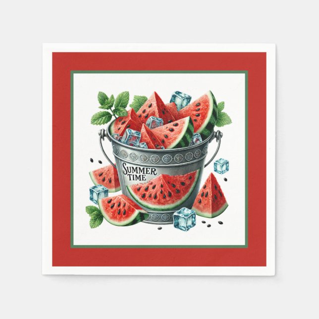 Cute summertime watermelon party napkin (Front)