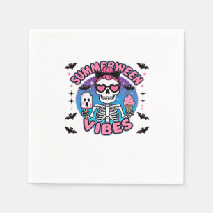 Cute Summerween Vibes Skeleton IceCream Summer Vac Napkin