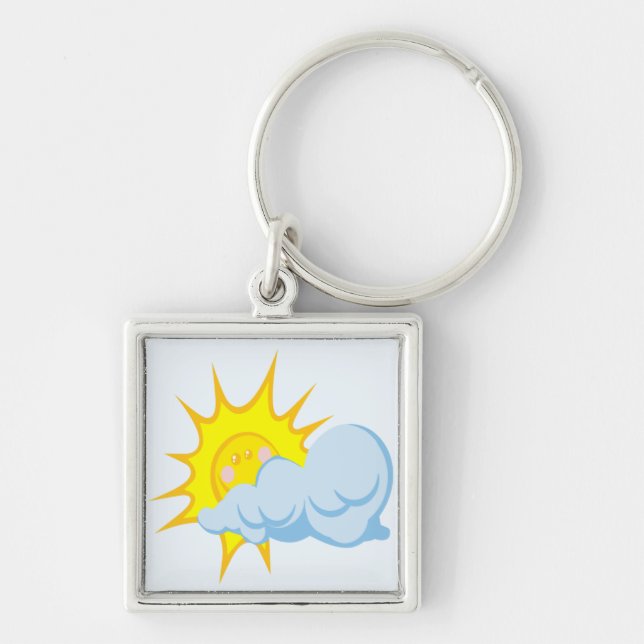 Cute Sun Behind a Cloud Key Ring (Front)