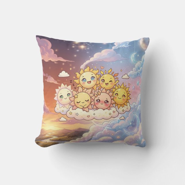 Cute Sun Friends Sky Pillow (Front)