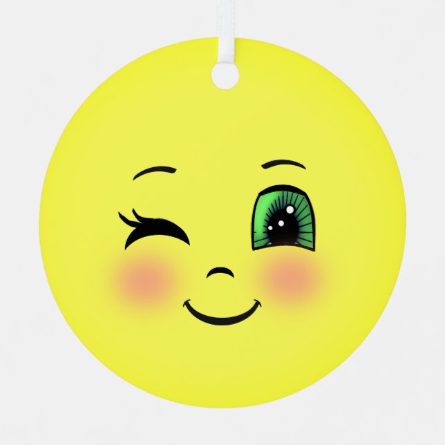 Cute Sun Happy Face Emoji Metal Tree Decoration (Front)