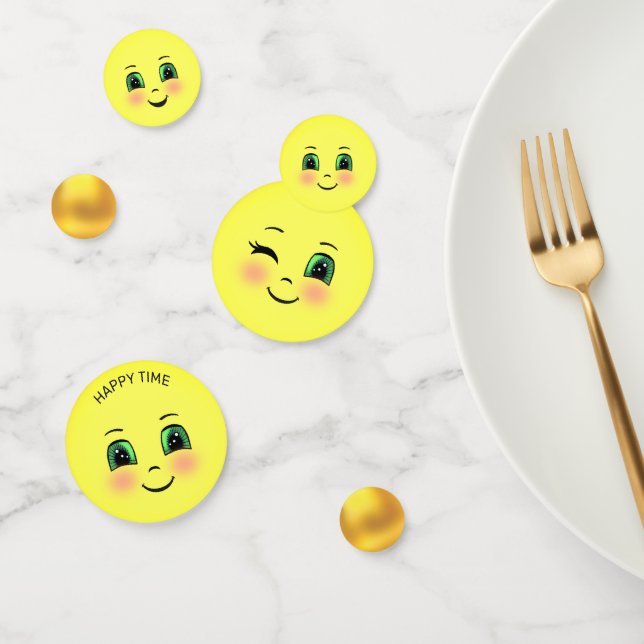 Cute Sun Happy Face Emojis Confetti (Group)