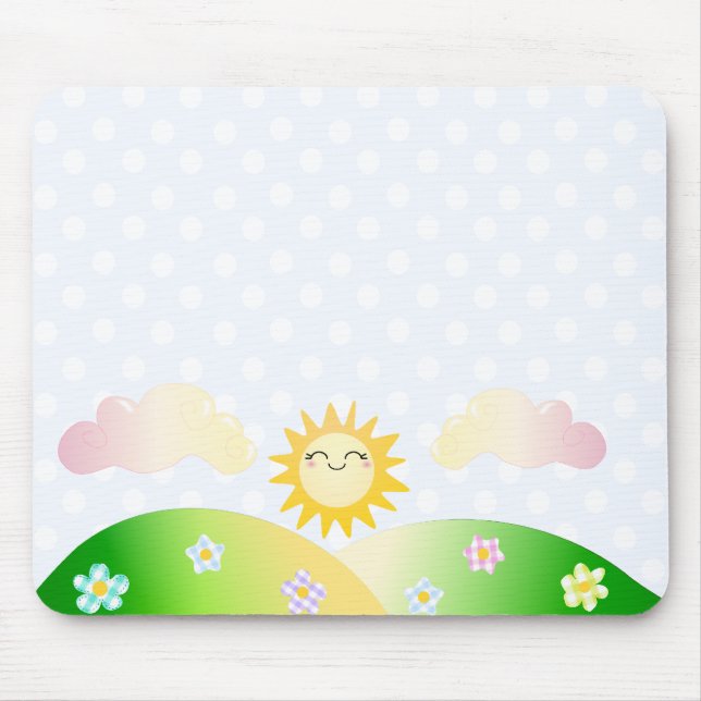 Cute sun kawaii cartoon mouse pad (Front)
