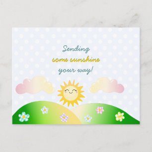 Cute sun kawaii cartoon postcard