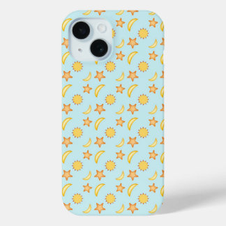 Cute Sun, Moon and Stars Design iPhone 15 Case