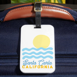 Cute Sun & Sea Customizable w/ Your Town, State  Luggage Tag