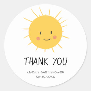 Cute Sun Smiling Thank You  Classic Round Sticker