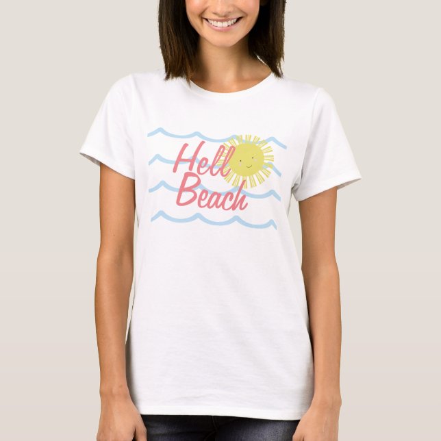 Cute Sun Summer Beach Waves T-Shirt (Front)