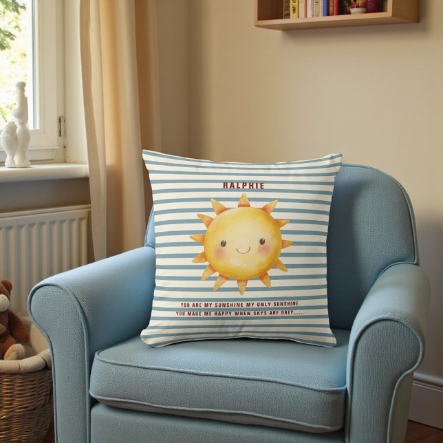 Cute Sun Watercolor "You Are My Sunshine" Text  Cushion (Creator Uploaded)