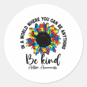 Cute Sunflower Autism Mum Women Men Autism Awarene Classic Round Sticker