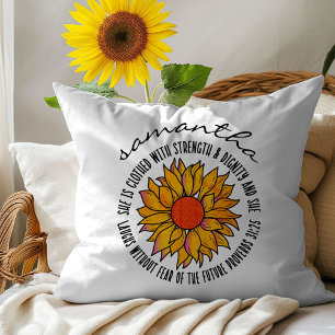 Cute sunflower bible verse scripture Proverbs 31 Cushion