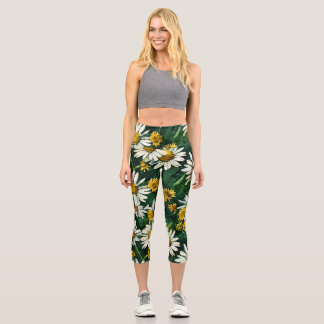 cute sunflower capri leggings