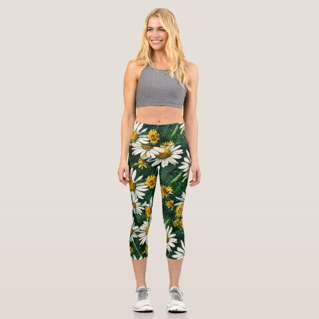 cute sunflower  capri leggings (Front)