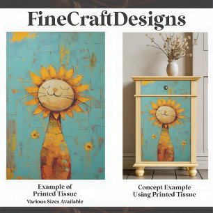 Cute Sunflower Cat Enjoying The  Sun Painting C5L Tissue Paper