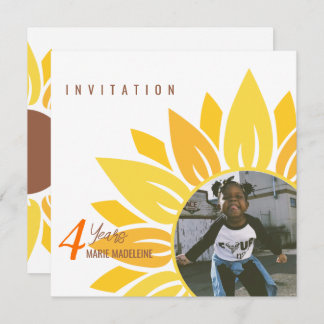 Cute Sunflower Childrens Birthday Invitation 