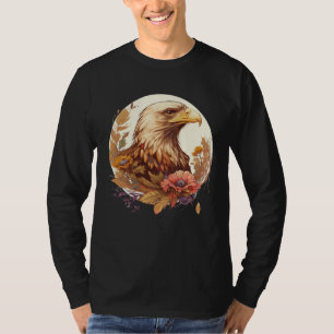Cute Sunflower Eagle Floral Birding Ornithology T-Shirt