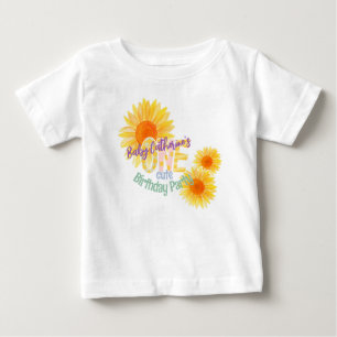 Cute Sunflower First Birthday  Baby T-Shirt