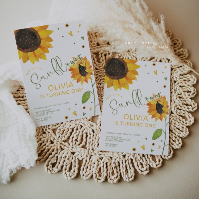 Cute Sunflower First Birthday Party Invitation (Creator Uploaded)