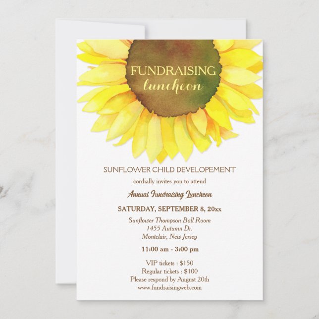 Cute Sunflower Fundraising Luncheon Invitation (Front)