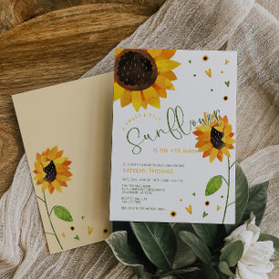 Cute Sunflower Girl Baby Shower Invitation