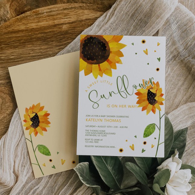Cute Sunflower Girl Baby Shower Invitation (Creator Uploaded)