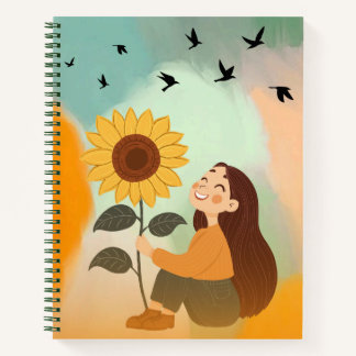 Cute Sunflower Girl Notebook – Aesthetic Journal
