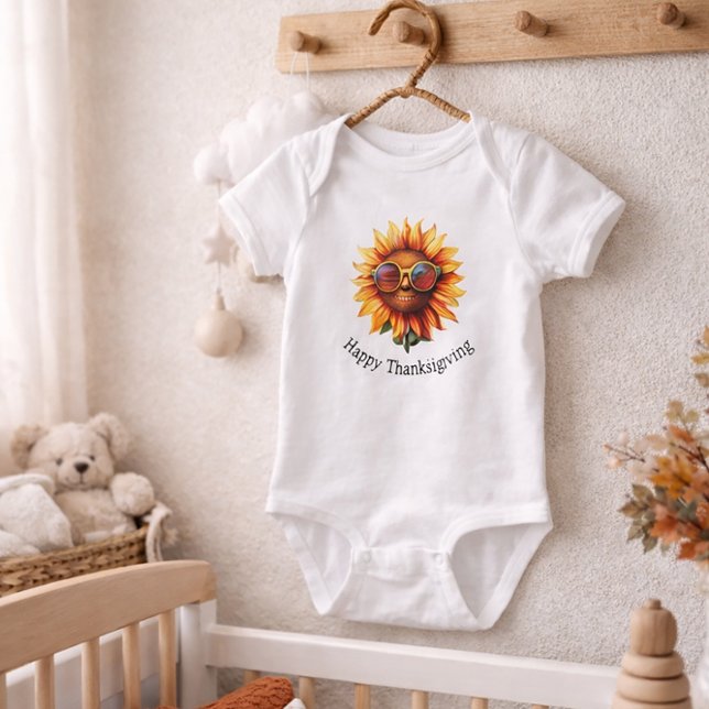 Cute Sunflower Holiday Outfit for Thanksgiving Baby Bodysuit (Creator Uploaded)