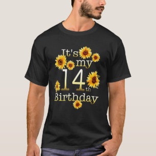 Cute Sunflower Its My 14th Birthday 14 Year Old Bi T-Shirt