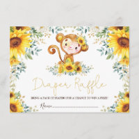 Cute Sunflower Jungle Monkey Baby Diaper Raffle