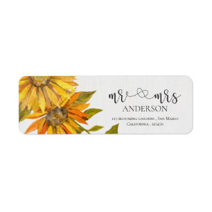 Cute Sunflower Mrs And Mrs Floral Wedding Address