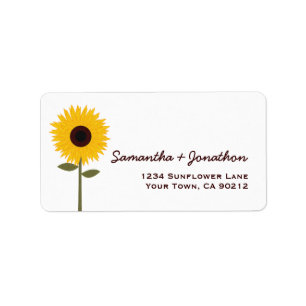 Cute Sunflower on White Custom Address Label