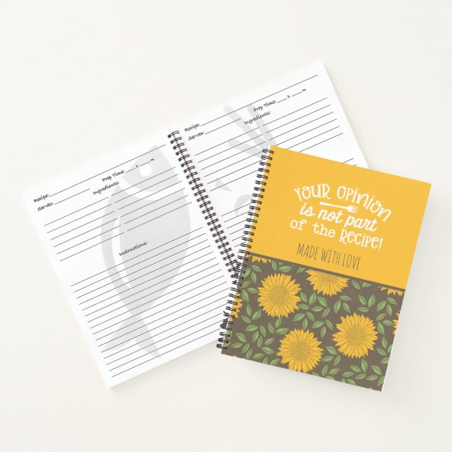 Cute Sunflower Pattern Chef Recipe Notebook (Inside)
