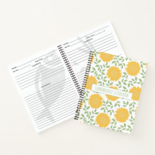Cute Sunflower Pattern Grandma's Recipe Notebook